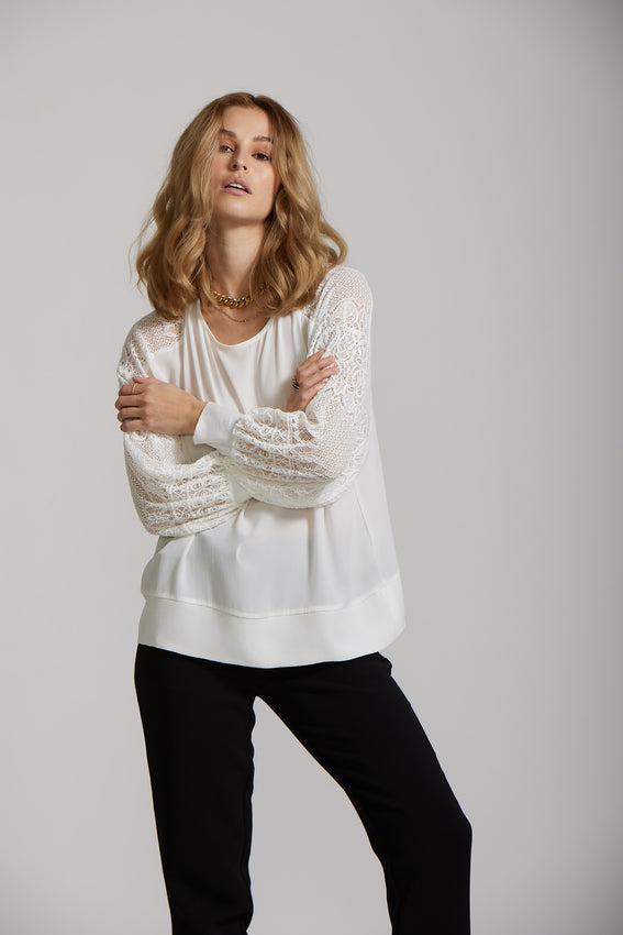 Lace Sleeve Top - White Video