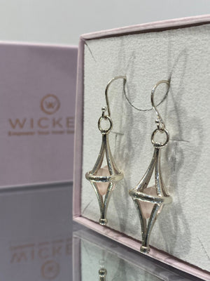 Wicken: Baby Lantern Earrings - Silver/Rose Quartz