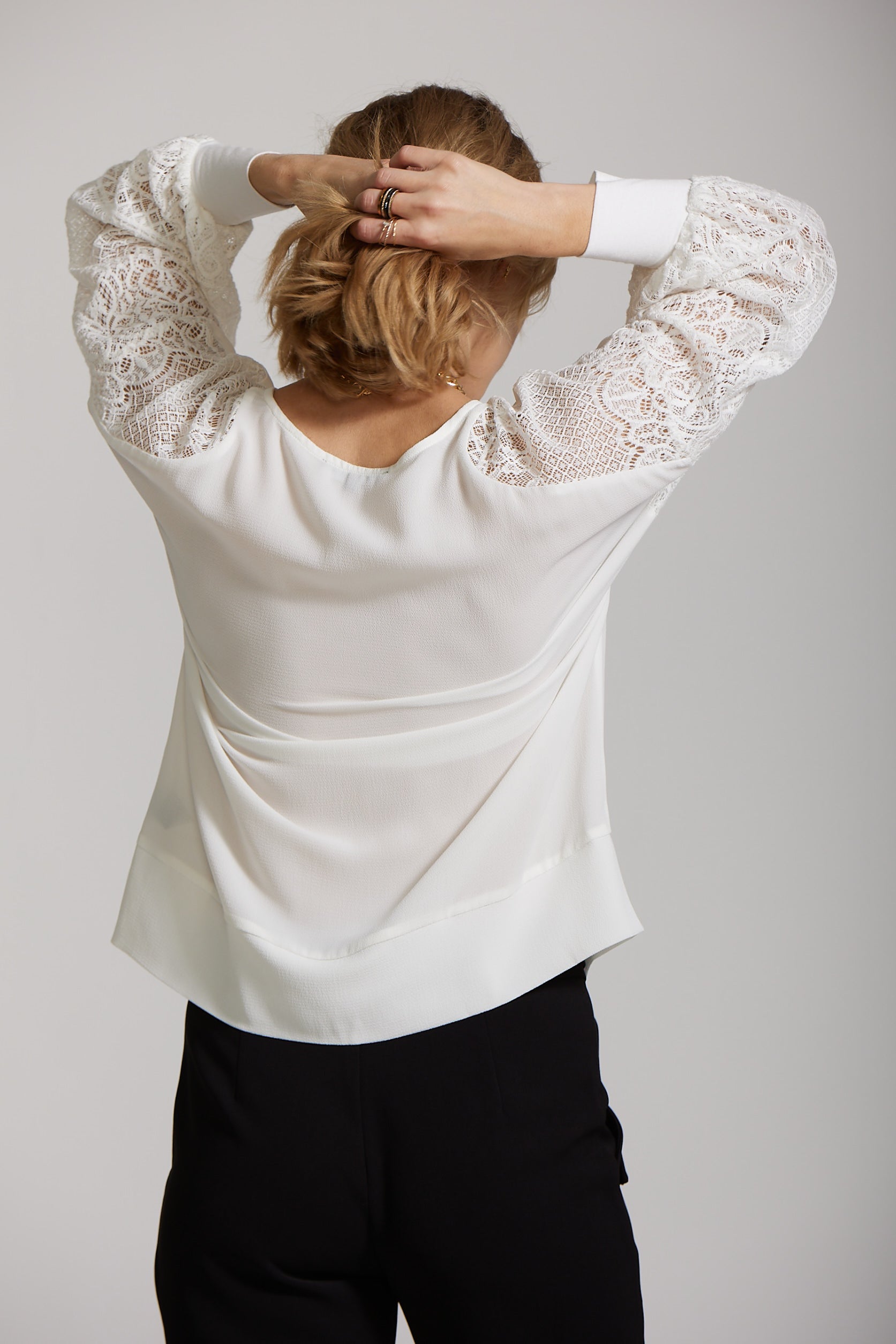 Lace Sleeve Top - White
